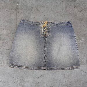 Bluenotes Vintage Y2K Jean Skirt with Lace Up Detail